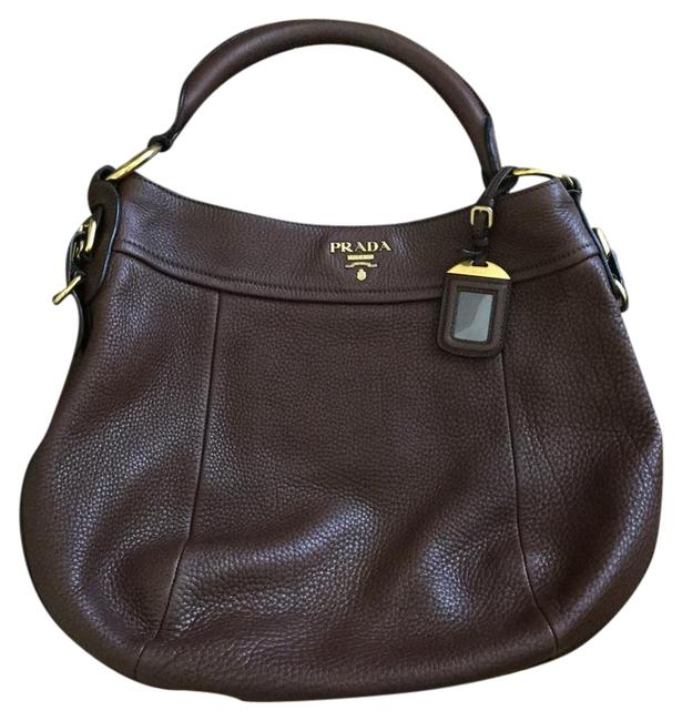 Prada Sacca Brown Leather Hobo Bag