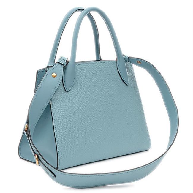 Prada Saffiano 2way Astra 1ba156 Blue  Light Blue Leather Clutch
