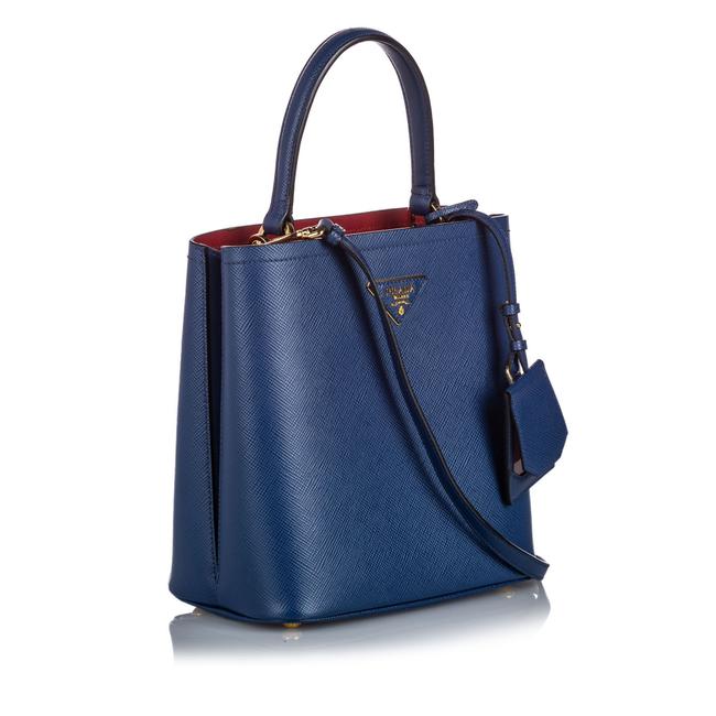 Prada Saffiano Blue Leather Satchel