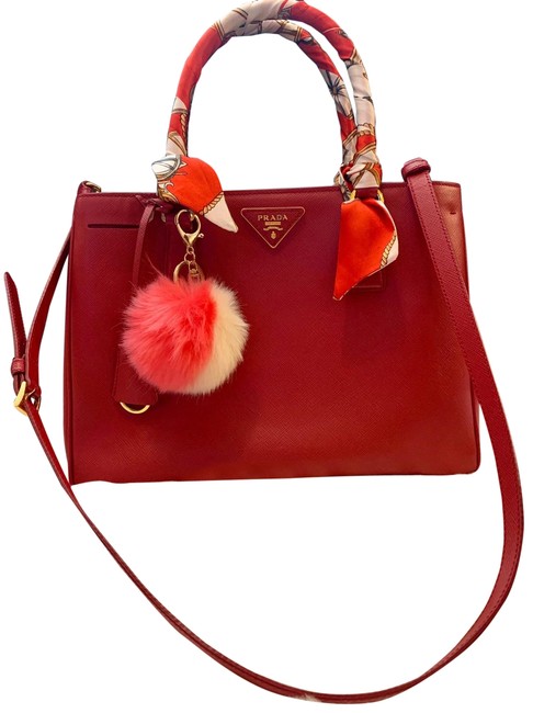 Prada Crossbody Saffiano Red Leather Satchel