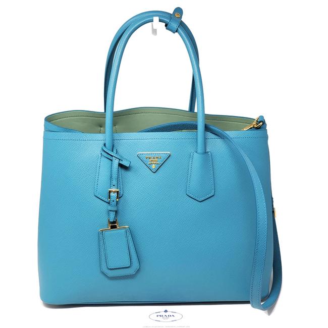 Prada Saffiano Cuir Blue Satchel