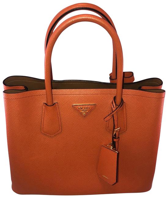 Prada Saffiano Cuir Papaya Satchel