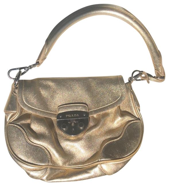 Prada Saffiano Gold Lambskin Leather Hobo Bag