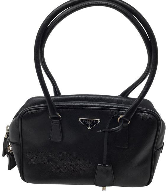 Prada Lux Saffiano Bowler Black Leather Satchel