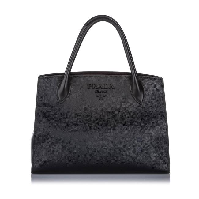 Prada Saffiano Monochrome Black Leather Satchel