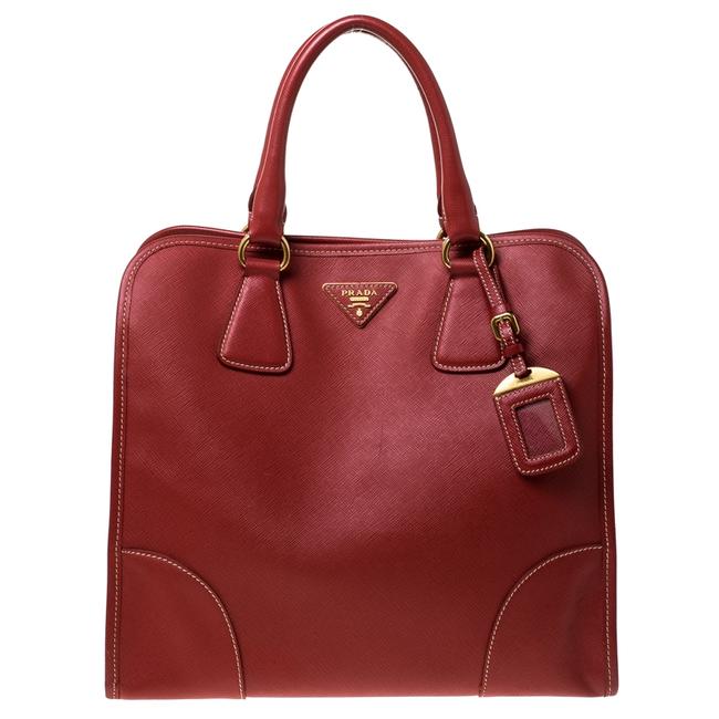 Prada Saffiano Red Leather Satchel