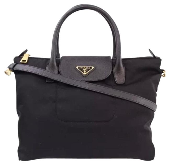 Prada Tote Bag Saffiano Tessuto Nylon Black Satchel