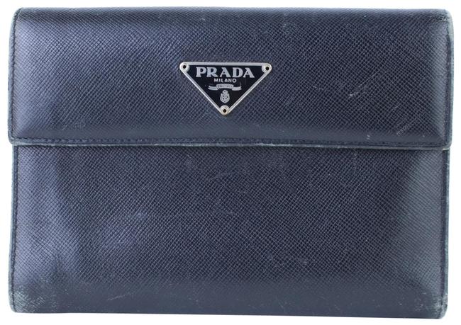 Prada Saffiano Wallet 13pj0120 Black Leather Clutch