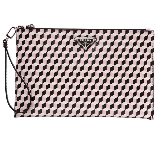 Prada Saffiano White Leather Clutch