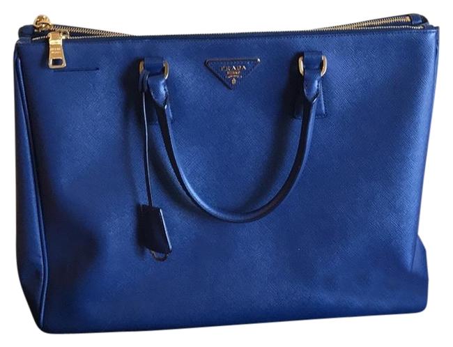 Prada Safiano Bluette Blue Leather Satchel