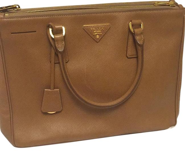 Prada Lux Saffiano Caramel Satchel
