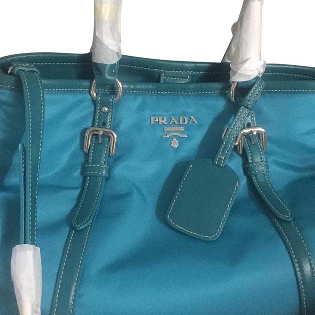 Prada Crossbody SatchelCrossbody Turquoise Leather and Very High Quality Nylon Satchel