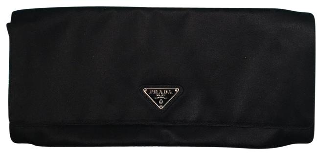 Prada Satin Flap Black Clutch