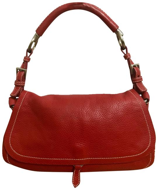 Prada Vitello Daino Semitracolla Red Leather Hand Satchel