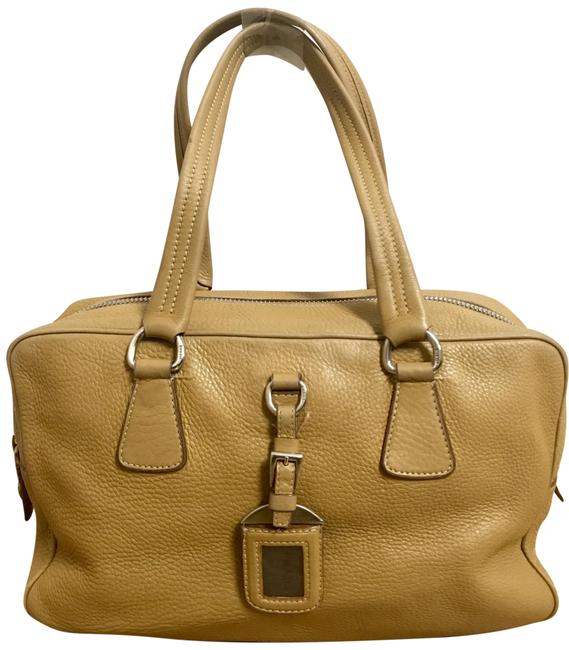 Prada Vitello Daino Semitracolla Tan Bowler Satchel