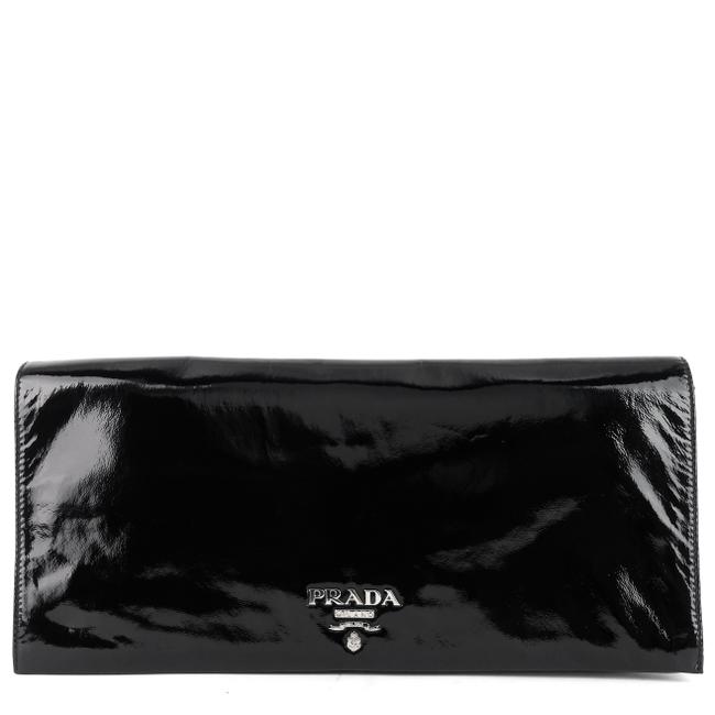 Prada Sfumata Black Patent Leather Clutch