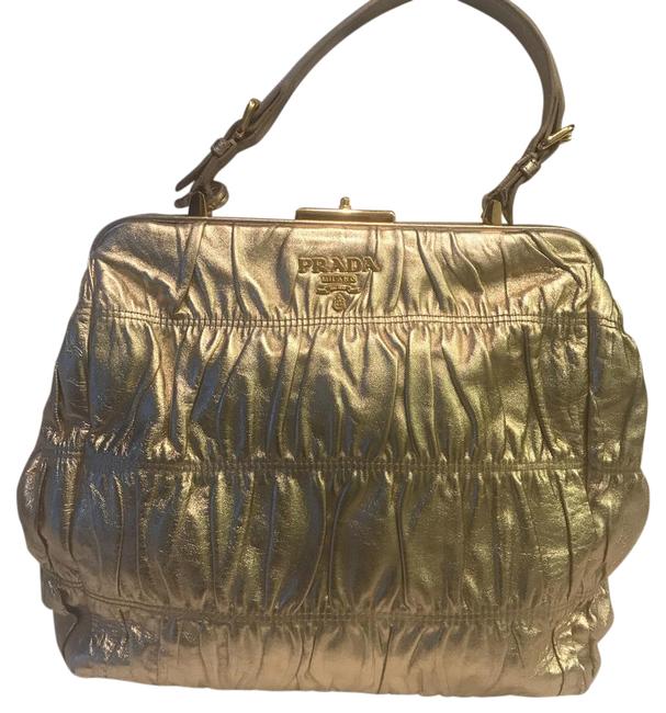 Prada Short Handle Gold Leather Hobo Bag