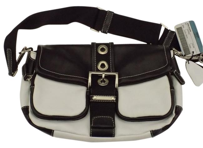 Prada Shoulder 108 Black White Leather Hobo Bag