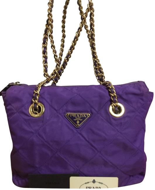 Prada Shoulder Bag Chain Violet Nylon Satchel