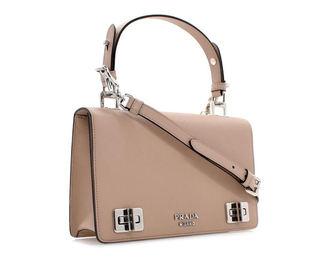 Prada Shoulder Bag Pattina Beige Saffiano Leather Satchel
