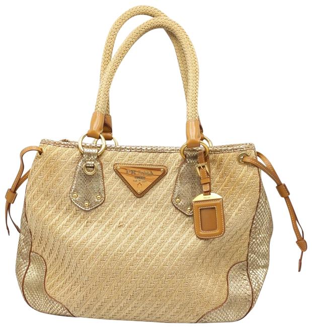 Prada Shoulder Bag Phyton trime Beige Jute Satchel