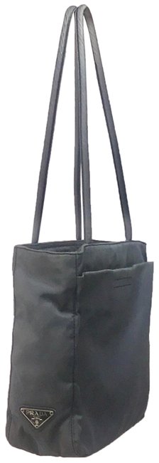 Prada Shoulder Bag Zip Handbag Grey Nylon Satchel