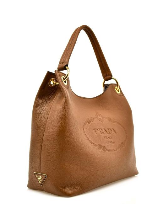 Prada Shoulder Brown Leather Hobo Bag