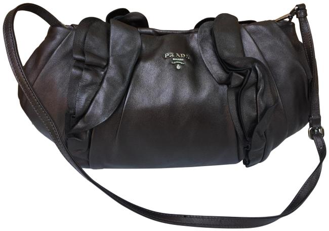 Prada Shoulder Dark Chololate Leather Hobo Bag