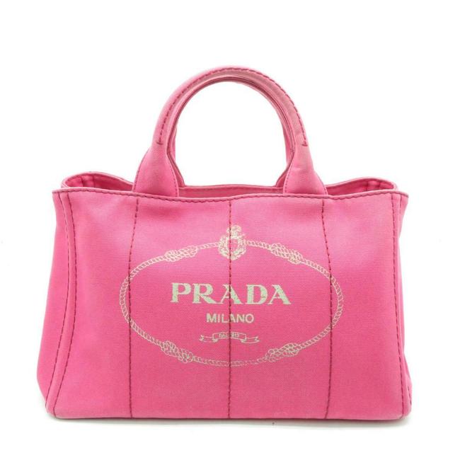Prada Shoulder Hand Canvas Pink Satchel