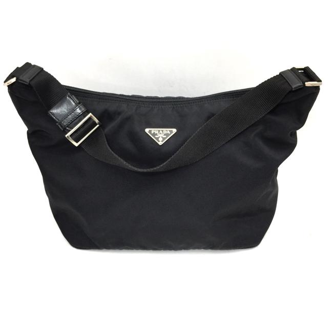 Prada Shoulder Nylon Medium Black Hobo Bag