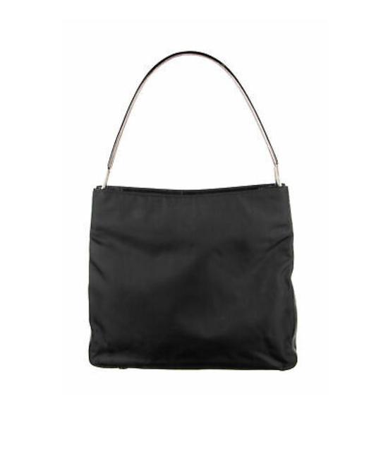 Prada Shoulder Tessuto Nylon Leather Black Canvas Hobo Bag
