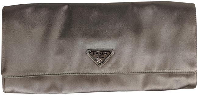 Prada Silver Satin Clutch