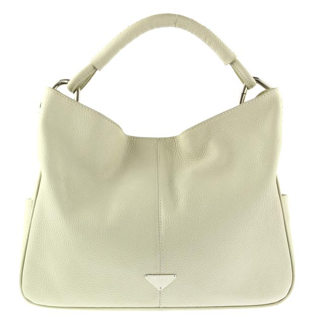 Prada Small Light Gray Leather Hobo Bag