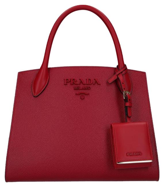 Prada Small Monochrome Red Leather Satchel