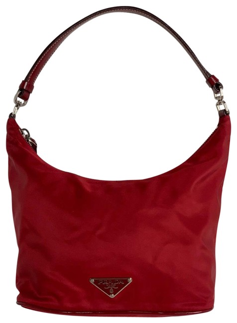 Prada Shoulder Small Red Nylon Hobo Bag