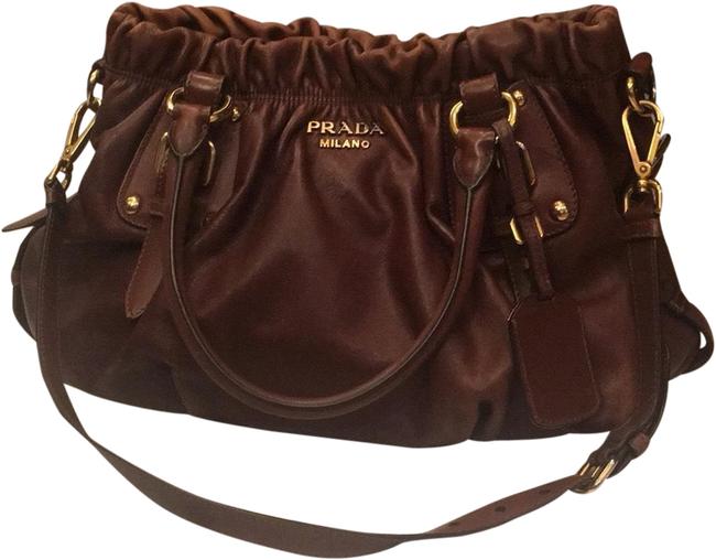Prada Soft Calf Nocciolo Brown Calfskin Leather Satchel