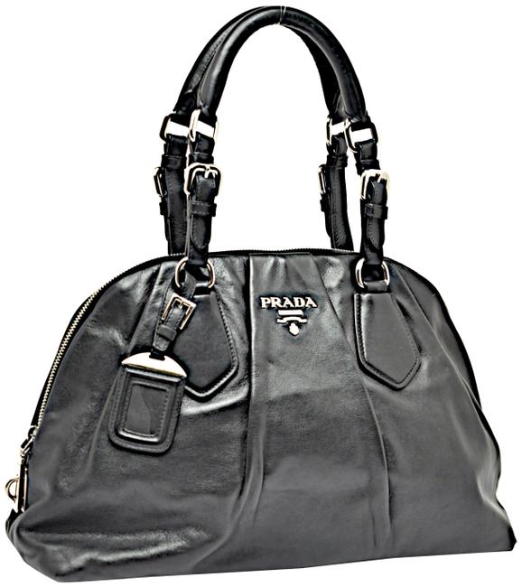 Prada Softest Adjustable HandleStrap Black Leather Satchel