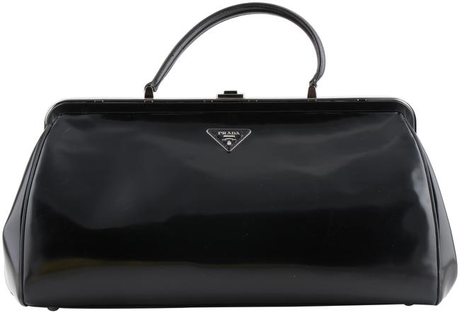 Prada Spazzolato Doctor Black Patent Leather Hobo Bag