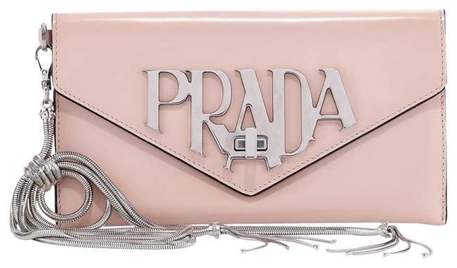 Prada Spazzolato Wristlet Pesca Leather Clutch