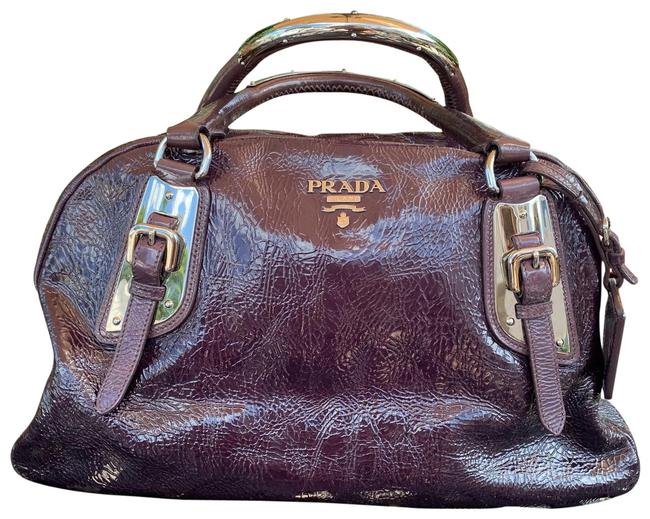 Prada Speedy Bowler Bag. Purple Patent Leather Satchel