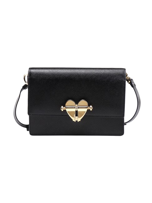 Prada Spk Mini Saffiano Heart Black Leather Clutch