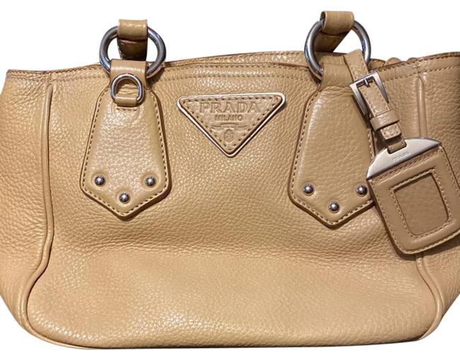 Prada Tan Pebbled Leather Satchel