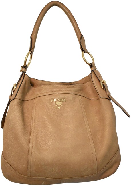 Prada TanBeige Deerskin Hobo Bag