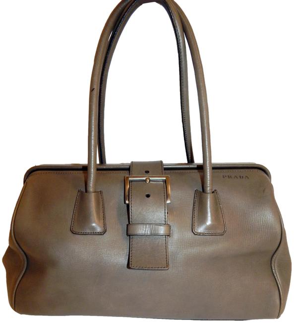 Prada Taupe Italy Khaki Leather Satchel