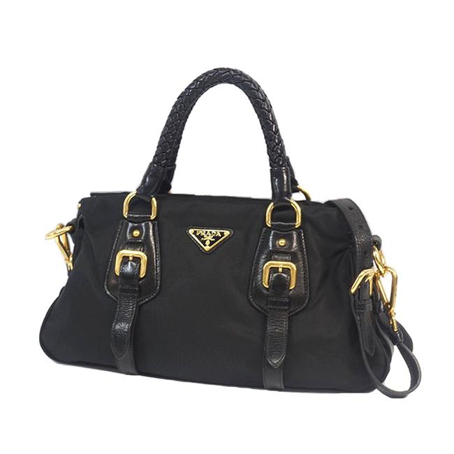 Prada Tessuto Black Leather Satchel