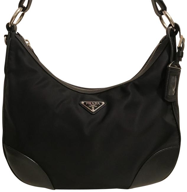 Prada Tessuto Black Nylon and Leather Hobo Bag