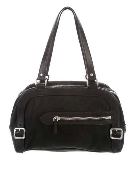 Prada Tessuto Bowler Black Nylon Leather Satchel