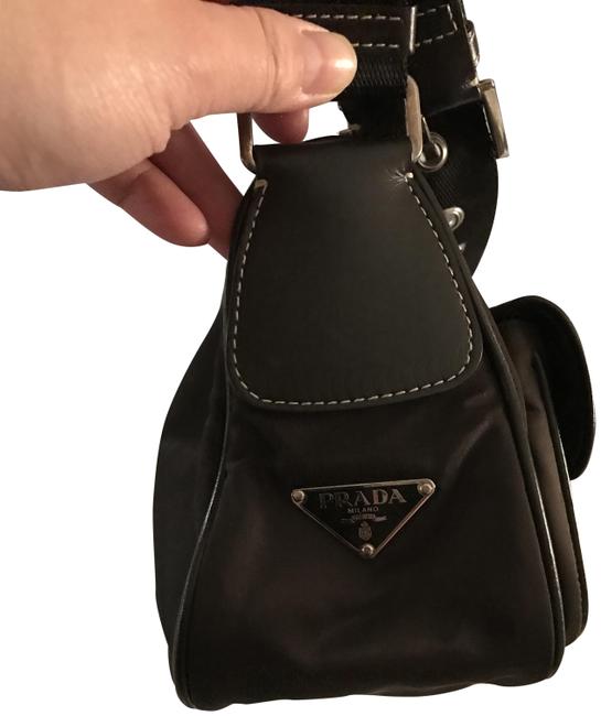 Prada Tessuto Brown Nylon Leather Hobo Bag