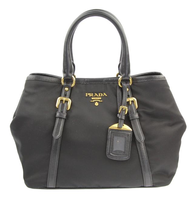 Prada Tessuto Buckle Black Canvas Satchel