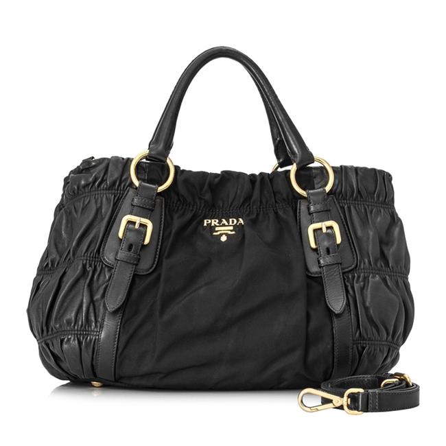 Prada Tessuto Nappa Gaufre Black Leather Satchel